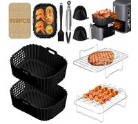 BUOAZR Accesorios Freidora de Aire, 2Psc Molde Silicona Freidora de Aire para Ninja Double Stack XL Freidora 9.5L SL400UK, Moldes para Freidora de Aire Foodi Max Dual Zone AF400EU / AF300EU