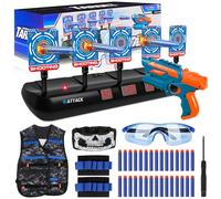 BUOAZR Objetivo de Tiro Electrónico, Objetivo Digital Electrónico con Restablecimiento Automático, Incluye 30 Balas, Chaleco Táctico, Pistolas de Juguete, Juguetes Niños 5 6 7 8 9 años(Azul)