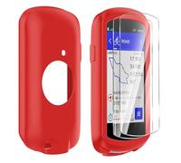 Buoluoioir Funda de Silicona + 2 Películas para Garmin Edge 1040, Protector de Pantalla Vidrio Flexible Alta Transparencia para Garmin Edge 1040, Accesorio GPS Bicicleta, Naranja