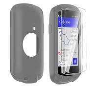 Buoluoioir Funda de Silicona + 2 Películas para Garmin Edge 1040, Protector de Pantalla Vidrio Flexible Alta Transparencia para Garmin Edge 1040, Accesorio GPS Bicicleta, Gris