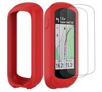 Buoluoioir Funda para Garmin Edge Explore 2 + 2 Películas, Funda de Silicona Suave Antigolpes para GPS Bicicleta Ciclismo Touring, Protección Completa de Carcasa para Garmin Edge Explore 2, Rojo