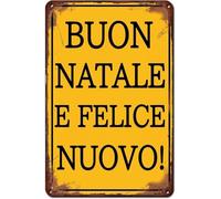 Buon Natale E Felice Anno Nuovo Metal Sign Rustic Holiday Wall Decor 8 X 12 in