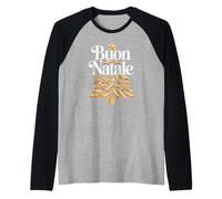 BUON Natale Italia Feliz Navidad Italia Celebración Pasta Camiseta Manga Raglan
