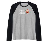 BUON Natale Italiano Feliz Navidad Dibujos Animados Santa Festive Camiseta Manga Raglan