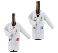 BUOSHUO 2 fundas para botella de vino para enfermera o médico, con jeringa, frasco para pastillas y mini carpeta clínica, para graduación, fiesta