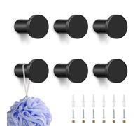 BUOSHUO 6 Piezas Gancho Pared 35 mm,Colgador Toalla Baño Nero | Percha Pared de Acero Inoxidable,Colgadores Pared,Con Tornillos de Montaje,Diseño Clásico,Adecuado para Cocina y Baño