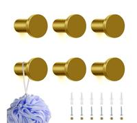 BUOSHUO 6 Piezas Gancho Pared 35 mm, Colgador Toalla Baño, Percha Pared de Acero Inoxidable, Colgadores Pared, Diseño Clásico, Adecuado para Cocina y Baño (oro)