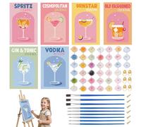 BUOSHUO 6 piezas pintura por número adulto - Colorear por número adulto sobre lienzo, 20 x 30 cm con pinceles y pinturas acrílicas, kit DIY decorativo de pared
