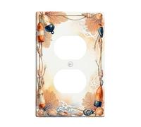 Buoy - Placa de pared dúplex para toma de corriente, concha natural costera, coral, verano, naranja, plástico, tamaño estándar, placas de pared para enchufes eléctricos, sala de estar, dormitorio