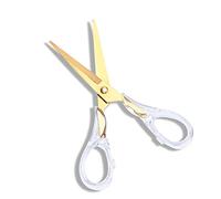 Buqoo Elegantes tijeras multiusos acrílicas doradas de acero inoxidable de 6.3 pulgadas, tijeras de oficina, papelería de escritorio para cortar cuero resistente, manualidades, manualidades, tijeras