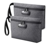 Buqpow Bolsa de dinero con cerradura, bolsa de dinero segura para efectivo, bolsa de accesorios con cerradura para hombres y mujeres, para viajes, depósito bancario, teléfono celular, gris, Gray