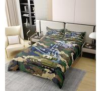 Buque Guerra Funda de Nórdica 240x260 Impresión 3D Tanques Helicópteros 3 Piezas Juego de Cama Funda Nórdica Suave Microfibra con Cierre Cremallera y 2 Fundas Almohada 50x75 h-1787