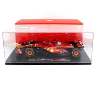 Bburago - Modelo a escala 1/18 compatible con Ferrari SF24# 16 compatible con el modelo de coche de carreras Charles Leclerc Deluxe Version