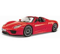 Burago 1/24 Porsche 918 Spyder Rojo - 21076R. Vehículo en Miniatura de Metal para Empujar, reproducción Fiel para niños, a Partir de 4 años, útil para Despertar el Imaginario