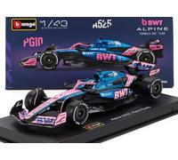 BURAGO 1/43 ALPINE F1 A525 2025 GASLY CON ESCAPARATE MODELO ESTÁTICO DIECAST