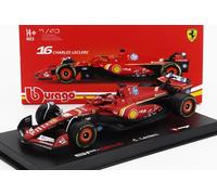 BURAGO 1/43 FERRARI F1 SF 24 LECLERC CON ESCAPARATE MODELO ESTÁTICO DIECAST