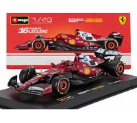 Bburago - Ferrari SF-25 F1 2025#16 Leclerc con Casco, Coche diecast a Escala 1:43, réplica Detallada con Vitrina y Base, Licencia Oficial Ferrari, Edad Recomendada 14+ años