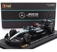 Bburago - Mercedes-AMG F1 W15#63 George Russell 2024, Escala 1:43, Modelo de fundición a presión con Casco y Estuche, Detalles realistas, Licencia Oficial Mercedes, a Partir de 14 años
