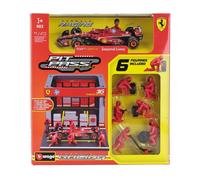 BURAGO 1/43 MODELISMO FERRARI F1 SF24 DIORAMA GARAGE PIT STOP LECLERC MODELO