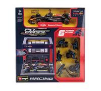 2023 Garaje Pit Lane Red Bull Team RB19 Nº11 Sergio Pérez Con Figuras del Equipo