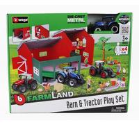 BURAGO 1/50 TRACTOR NEW HOLLAND SET GRANJA GRANERO T7.315 MODELO ESTÁTICO DIE...