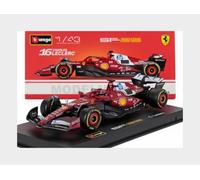 BBurago Coche diecast Ferrari SF-25 F1 2025 #16 Leclerc 1:43 con casco y vitrina