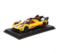 Burago Coche Ferrari 499P LMH Hypercar nº83 2024, Escala 1:18, Cuerpo metálico, Puertas con Apertura Manual, Peana expositora, Coche colección, Deportivos coleccionables (78108)