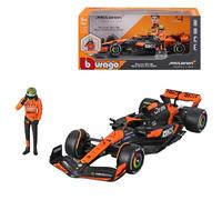Burago Coche Fórmula 1 McLaren MCL38 Lando Norris GP Miami 2024, 1:24, Réplica Oficial F1 con piloto, Cuerpo Die-Cast, Alta fidelidad en Acabados, Diseño Realista (78506)