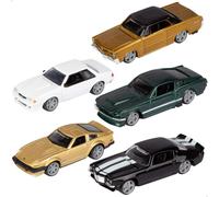 Burago Set 5 Coches Miniatura de colección, Escala 1/64, Fabricados en Metal, Vehículos clásicos, Coche coleccionista, Regalos niños, A Partir de 3 años (78033)
