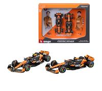 Burago F1 Formula 1 Auto MCL38 GP Miami 2024 - Lando Norris y Oscar, Placas - Paquete de 2 modelos Diecast realistas a escala 1:43-14 cm - 18-38109