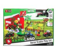 Burago Farmland Playset Establo Con Caballos Y Vehículos