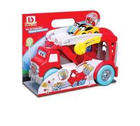 Burago Junior Camión Interactivo con Coches Lamborghini y Accesorios, Licencia Oficial, Rampa Doble, Juego Educativo, Incluye obstáculos para Carreras y competiciones (78902)