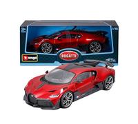 Burago Maqueta coche Bugatti Divo, Escala 1:18, Carrocería en rojo y negro con aerodinámica optimizada, Fabricado en die-cast metal, Puertas apertura manual, Interior detallado (78093)