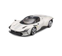 Burago Maqueta coche Ferrari Daytona SP3 1:18, Hypercar serie Icona, Inspirado en prototipos años 60, Blanco, Puertas tipo mariposa y capó trasero abatible, Carrocería en die-cast (78083)