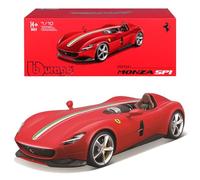 Burago Maqueta Coche Ferrari Monza SP1 1:18, Speedster de edición limitada, Acabado rosso corsa, Puertas y capó trasero de apertura manual, Carrocería en die-cast, Interior y motor detallados (78081)
