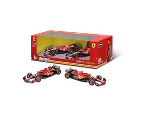 Burago Set 2 maquetas Coche Fórmula 1, Carlos Sainz, Charles Leclerc, Ferrari SF-23, Escala 1/43, Maqueta, Miniatura de colección, F1, BBurago, Regalos para coleccionistas, +3 años (78002)