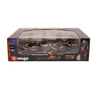 Burago Set 4 Coches Red Bull F1 RB16, RB18 y RB19 MAX Verstappen y Checo Pérez, Escala 1:43, Réplicas Oficiales 2021 a 2023, Realista, Cuerpo metálico, Coleccionistas (78515)