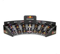 Burago Set 7 Coches F1 Red Bull Racing 1:43, con Expositor, Réplicas metálicas, Detalles realistas, Ruedas funcionales, Licencia Oficial, Juguete colección, para niños y Fans de la F1 (78507)