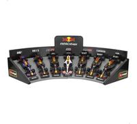 Burago Set 7 Coches F1 Red Bull Racing 1:43, Expositor, Réplicas metálicas, Detalles realistas, Ruedas funcionales, Licencia Oficial, Juguete colección, Niños y Fans F1 (78507)