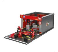 Bburago - Pit Stop Ferrari SF-24#16 Leclerc, Juego con Diorama, Vehículo a Escala 1:43 y 6 Mecánicos, Réplica Detallada con Licencia Oficial Ferrari, Edad Recomendada 3+ Años