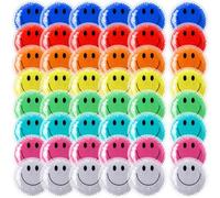 Burbell Paquete de 48 paquetes de hielo Smile Boo Boo de gel pequeño, bolsas de hielo calientes y frías, redondas, reutilizables, con cuentas de gel, multicolor, compresas frías para aliviar el dolor,