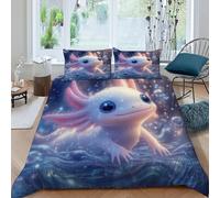 Burbuja de ajolote Funda Edredon 3 Piezas con Impresión En 3D Cute Aquatic Animal con Funda Almohada King（220x240cm） Microfibra Ropa De Cama para Adultos Y Niñas