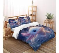 Burbuja de ajolote Funda Nordica Algodon 3 Piezas con Impresión En 3D Cute Aquatic Animal con Funda Almohada Super King（260x220cm） Microfibra Juego De Cama para para Adultos Y Niñas