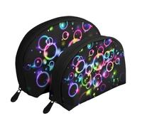 Burbujas Arcoiris, Bolsa de Maquillaje de Concha, Monedero pequeño para Mujer, Bolsa de artículos de tocador, Bolsa de cosméticos, 2 Piezas
