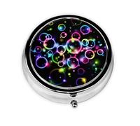 Burbujas arcoiris, Pastillero, Pastillero redondo Pequeño contenedor de pastillas Organizador de pastillas de viaje