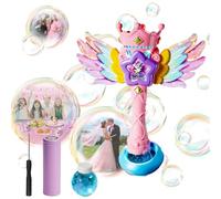 Burbujas Niños, Pistola Pompas de Jabon Niños con Varita Mágica Alas y Luz, Máquina de Burbujas Electrónica, 10000+ Pompas/Minuto con Solución y Batería para Regalo Cumpleaños Jardín Exterior