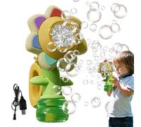 Burbujeador De Jabón Eléctrico - Portátil 24 Cm Rosa, De Mano, Pistola De Flores De Dibujos Animados | Entretener A Niños Pequeños Juegos En El Patio Trasero Festivales Carnaval Actuación En El