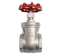 Burcgina Válvula de compuerta de acero inoxidable 304, válvula de compuerta de latón NPT de 0.5-4 pulgadas DN15-DN100, válvula de globo giratoria roscada hembra con mango de rueda, color rojo, 0.5