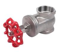 Burcgina Válvula de compuerta de latón NPT de 0.5 a 4 pulgadas, válvula de globo giratoria roscada hembra de acero inoxidable 304 con mango de rueda para agua, fontanería industrial, DN15-DN100 rojo