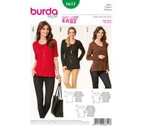 Burda 6611 Camisetas Misses Patrón de Costura Tallas 10-20 Skill : Muy Fácil